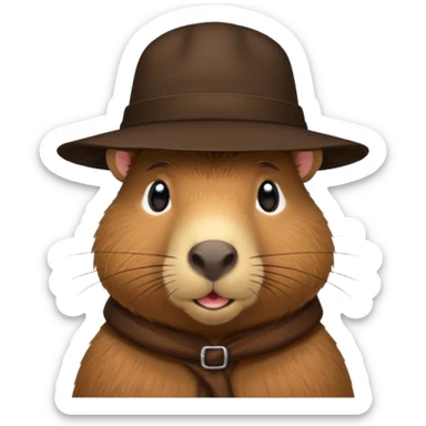 Realistisk Capybara med hat sticker