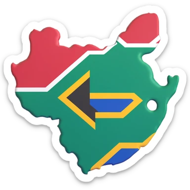 3D illustration of the shape of South Africa covered with the South African flag, vivid and clear flag colors sticker