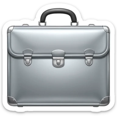 A luxury briefcase emoji made of polished silver chrome, smooth rectangular shape, metallic reflections, minimal high-end design, swag business aesthetic, iOS emoji style, centered, clean white background
 sticker