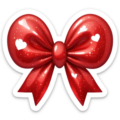 red glitter bow heart sticker