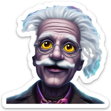 Synthwave Einstein in Lordi style, oil paint, epic eyes, intricate lips, exquisite pose, beautiful, desirable, logical sticker