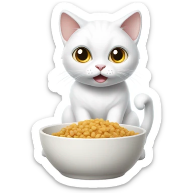 White cat begging to be fed sticker