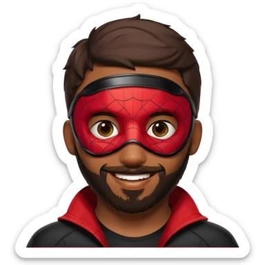 Miles Morales with beard, eye mask, low fade sticker