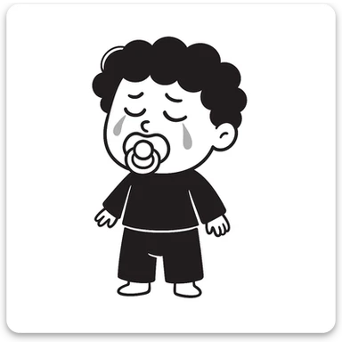 Add a pacifier to the crying Indian baby doodle. The original style is doodle style, but since doodle style does not support editing, use the general style to keep the look as close as possible. sticker