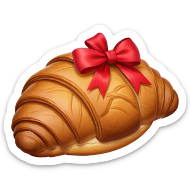 Chocolate filled croissant with red bow sticker