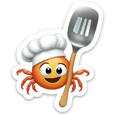 Shrimp with spatula and chef hat  sticker
