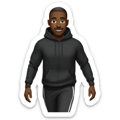 Un homme cagoulé en jogging noir et des tn noir sticker
