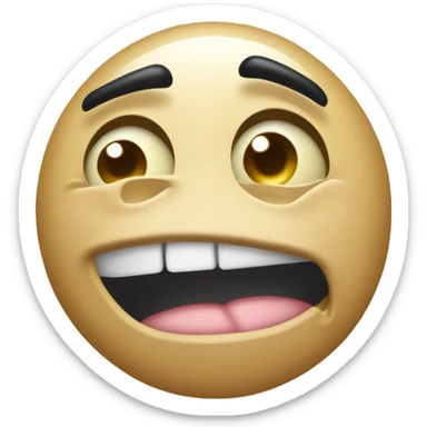 Depressed trollface with its tongue sticking out and left eye facing left and right eye facing right sticker