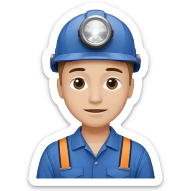 Technician + headlamp + blue jumpsuit, Repair Crew. sticker
