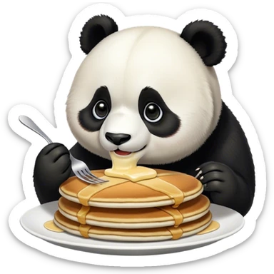 A panda eating pancakes with long lashes  sticker