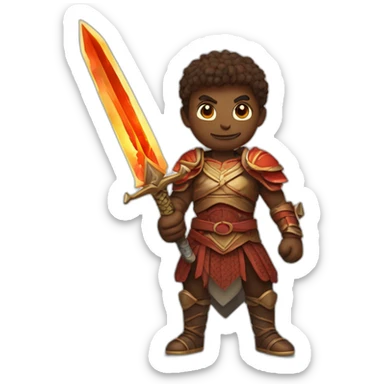 "Warrior with fiery sword" sticker