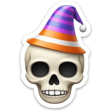 skull with striped partyhat  sticker