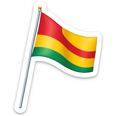 A  flag that is diagonal and has the colors Red, yellow, and green sticker