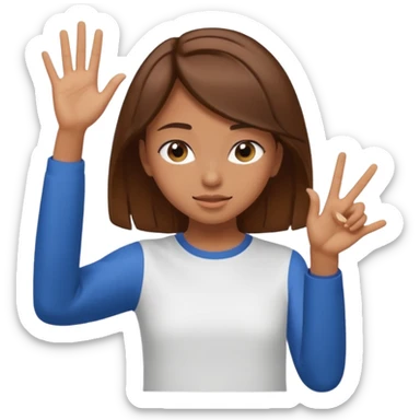 Girl with brown hair and tan-ish skin dabbing  sticker
