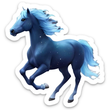 Ethereal glittering horse galloping through constellations and nebulas sticker