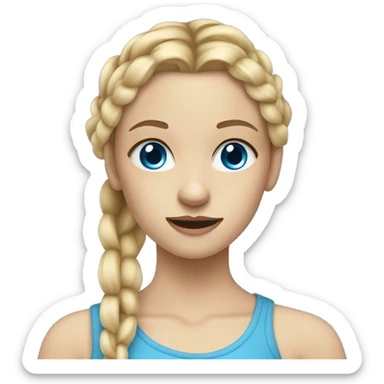 blonde teenager hair in braids blue eyes doing make up sticker