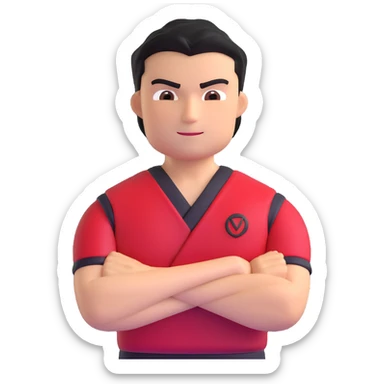 Cid Kagenou, the main character from "The Eminence in Shadow", with his signature black and red outfit, smirking with his arms crossed. sticker