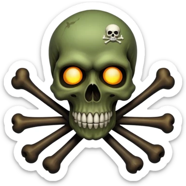 a poisonous cloud of gas, dark swamp color, with an image of a skull and two crossed bones behind the skull sticker