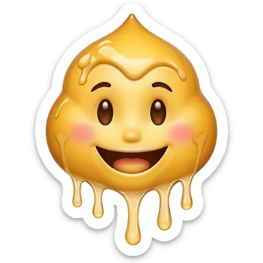 Smiling emoji having white honey fall out of its mouth  sticker