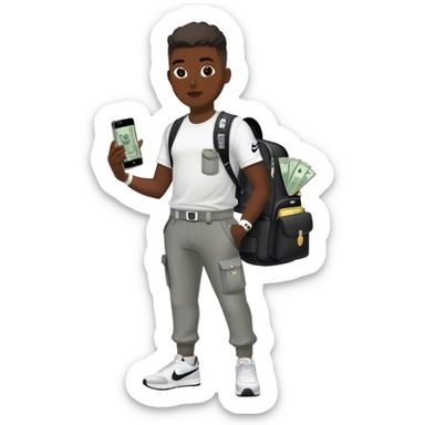 Un homme toute en Nike avec les poches est la sacoche rempli d’argent dans un brabus  sticker