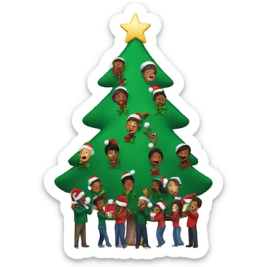 People singin christmas tree sticker