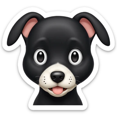 Thin Black dog cur amazement white snout white chest sticker