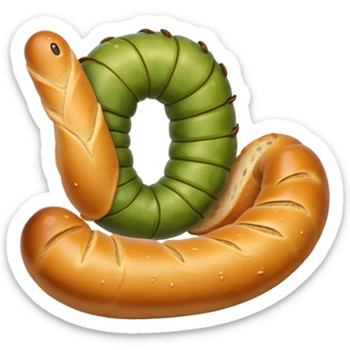 Worm with a baguette sticker