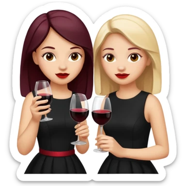 2 girls in black drinking wine sticker