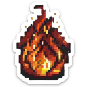 A minimalistic 32x32 pixel icon of a fire. sticker