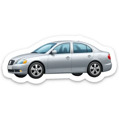 Create a realistic modern sedan on a road with reflections & shadows. sticker