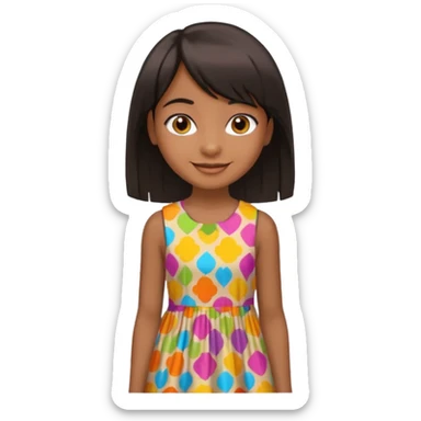 garota preta dando joiha sorrindo com cabelos médios lisos franjas separadas e olhos castanhos escuros sticker