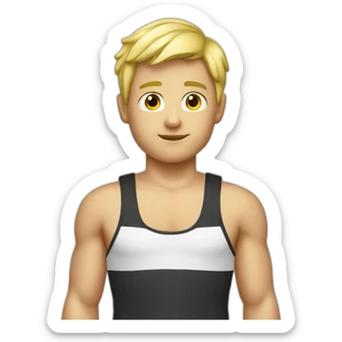 blonde boy in lifeguard tank top  sticker