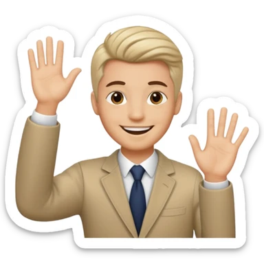 generate a emoji of man saying hii with normal skintone with some nice hair style sticker