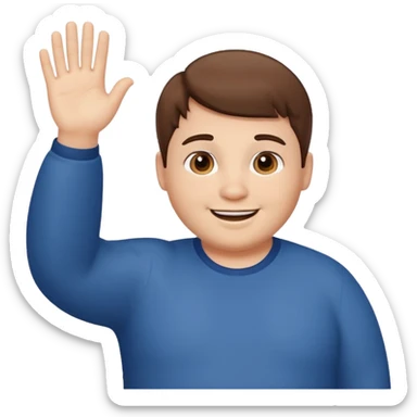 make a short brown hair guy who is chubby we can only see his head and he is waving sticker