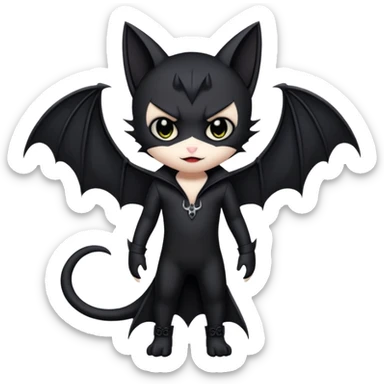 Edgy Cool Cute Gothic-Emo-Vampiric-Bat-Feline-Fakémon-Hybrid full body sticker