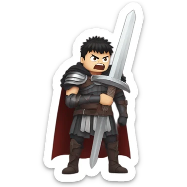 angry berserk guts carrying a huge sword on his shoulder sticker