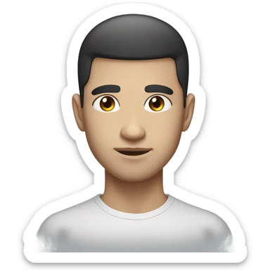 Male model, hollow cheeks, piercing expression, dark thick lowset eyes, compact blue eyes, dark hair, white skin, prominent cheekbones sticker