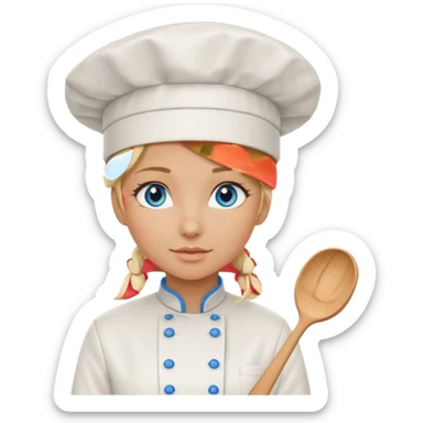 Blonde blue eyed female chef sticker