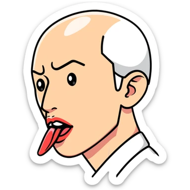 profile view of a man sticking his tongue out sticker