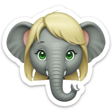 Make and elephant with a blonde wig and green eyes sticker