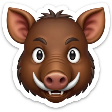 Wild boar face with long tusks emoji realistic sticker