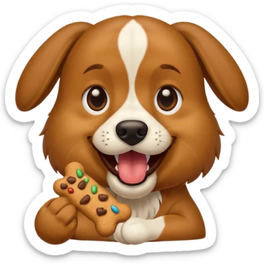 dog biting dog treat sticker