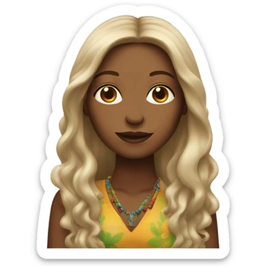 hippie woman with long hair sticker