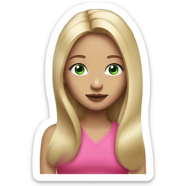 blonde girl with long straight hair, green eyes and pink lips sticker