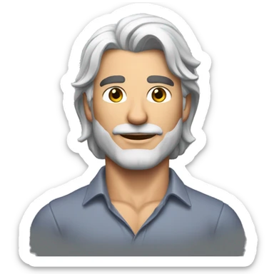 memoji of andrew huberman muscular silver hair, wearing shirt sticker