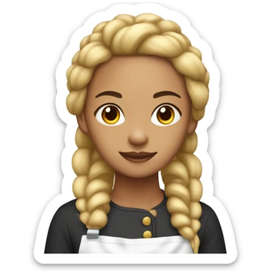 Lightskin girl with blonde braids cooking sticker