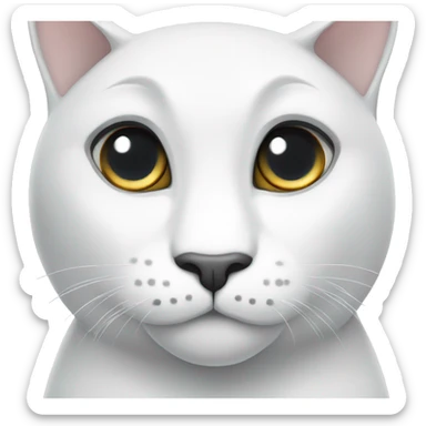 Big white cat with grey eyes sticker