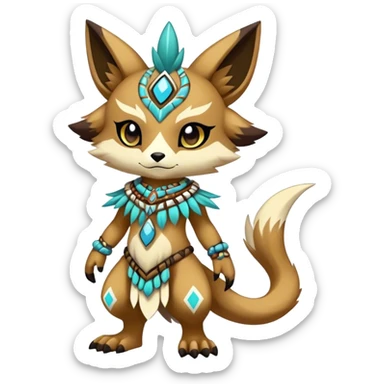 Anthro Sona Cool Edgy Cute Colorful Shy Shamanic Tribal Shiny Fakemon-Fantasy-Creature Full Body sticker