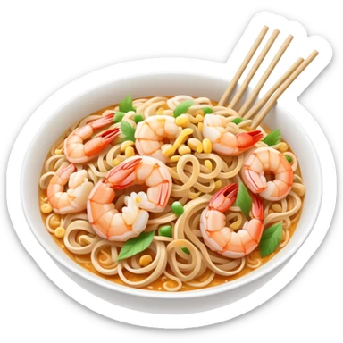 Thai pad thai noodles street food with pastel colors sticker