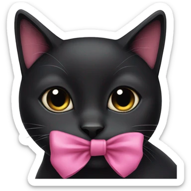 Black cat with pink bow around neck sticker